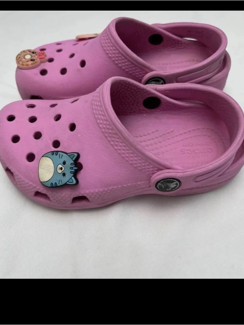 Kids Crocs Pink Lightweight Clog Shoes with Fun Charms C10